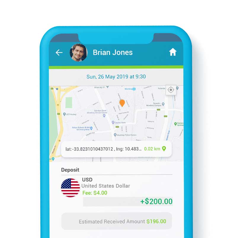 SendSpend GPS & Map functionality screenshot